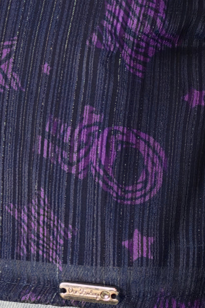 Girls Navy Blue Printed Chiffon Button-Front Top