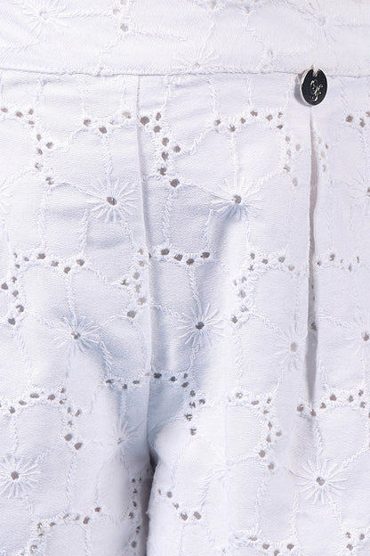 Girls white schiffli shorts with bow