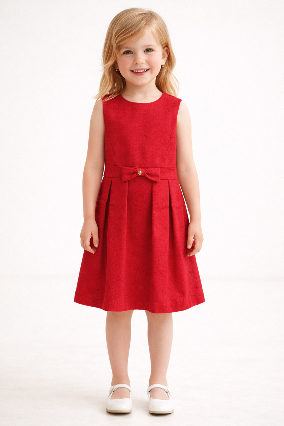 Girls Red Cotton Casual Dress
