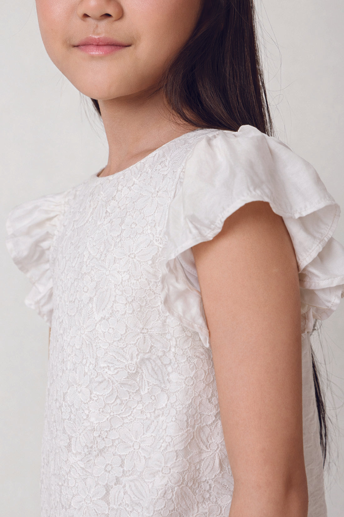 Girls Off White Lace Party Top