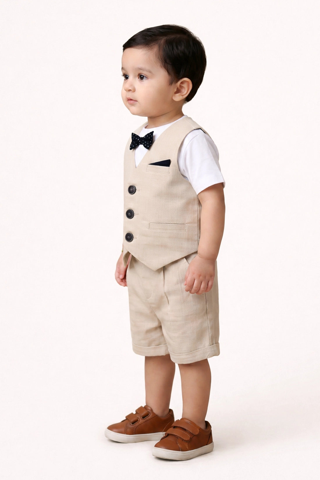 Baby Boys Beige Cotton Shorts