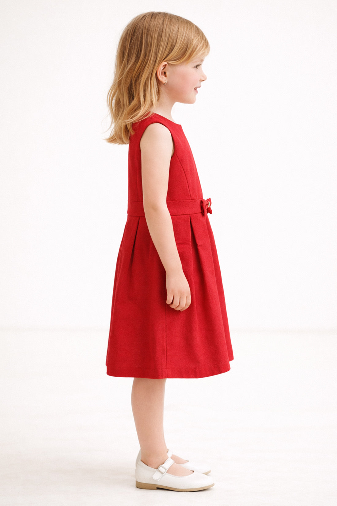 Girls Red Cotton Casual Dress