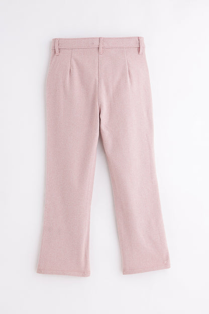Girls Peach Woven Trouser with Button Waist