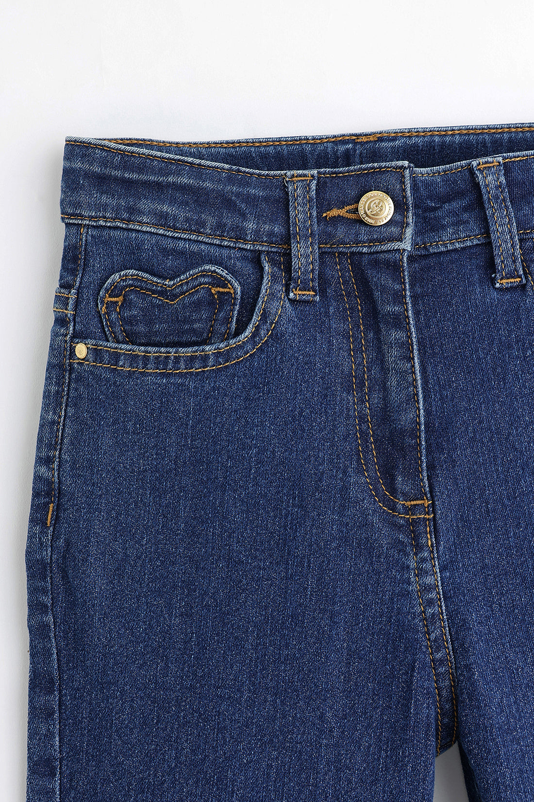 Girls Blue Woven Cotton Blend Slim Jeans