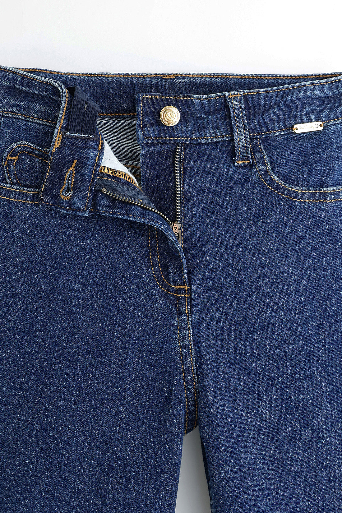 Girls Blue Woven Cotton Blend Slim Jeans