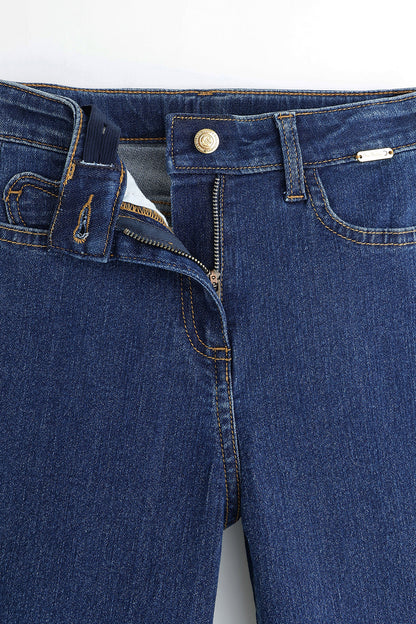 Girls Blue Woven Cotton Blend Slim Jeans