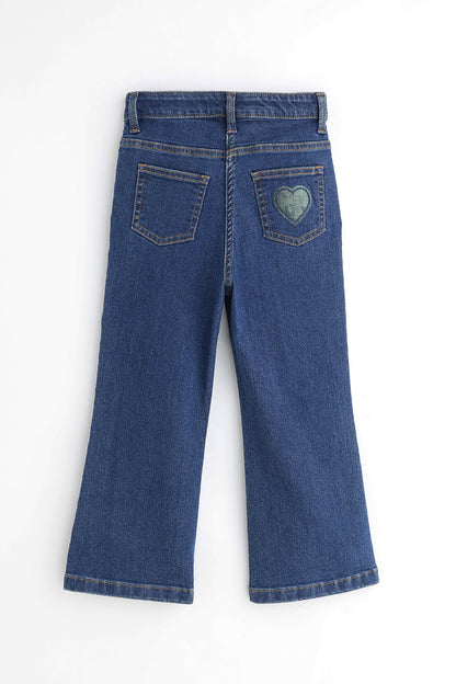 Girls Blue Woven Cotton Blend Slim Jeans