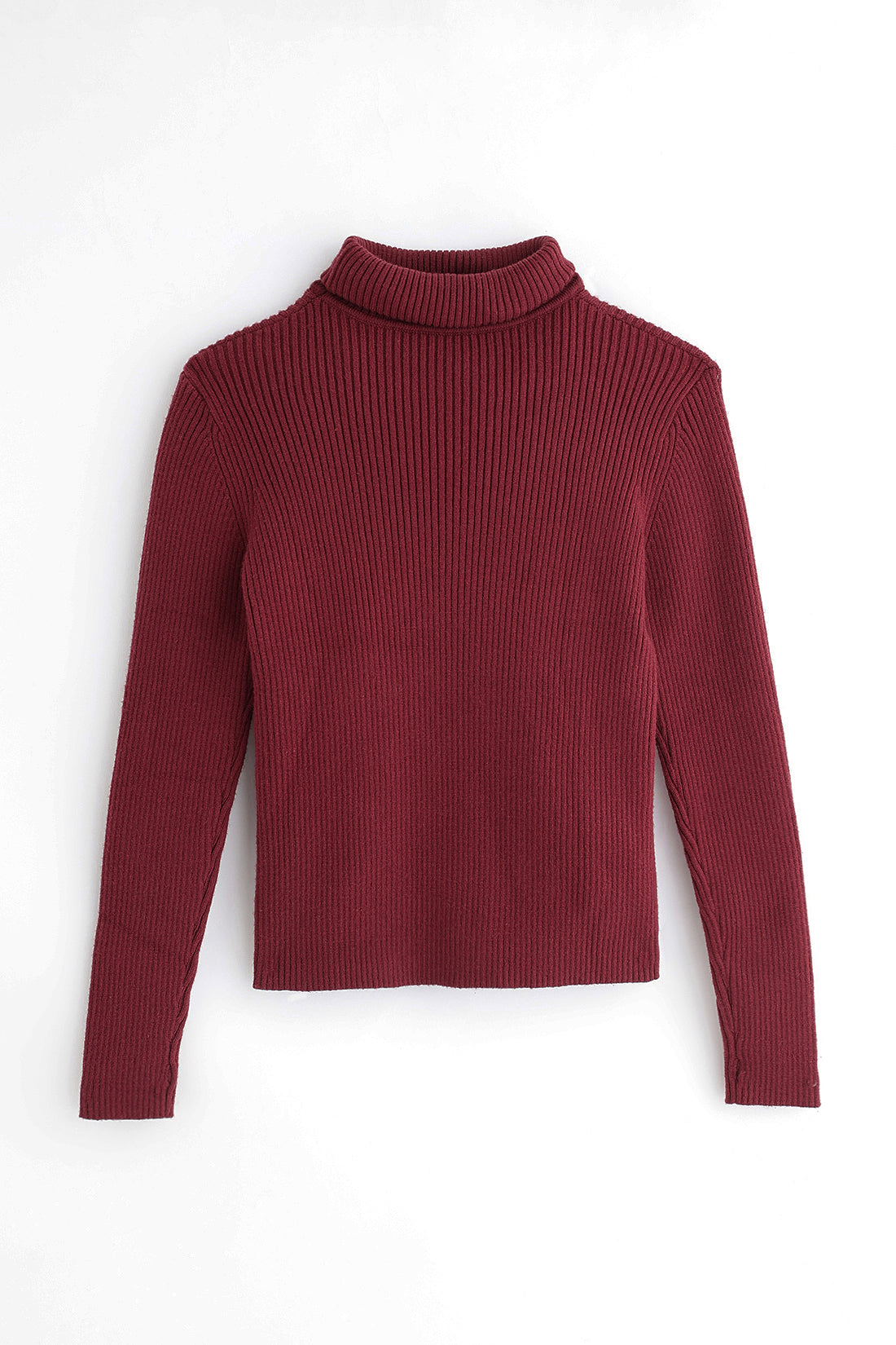 Unisex Red Solid High Neck Full Sleeve Knit Jumper Cozy Fit | One Friday