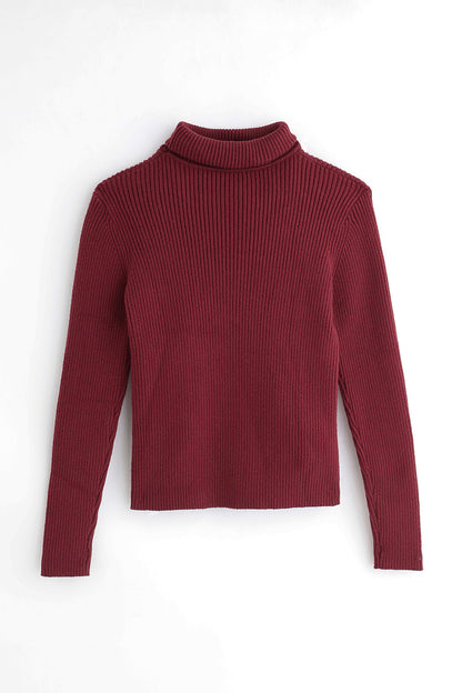 Unisex Red Solid High Neck Full Sleeve Knit Jumper Cozy Fit | One Friday