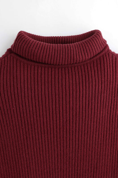 Unisex Red Solid High Neck Full Sleeve Knit Jumper Cozy Fit | One Friday