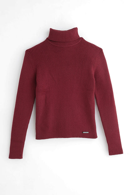 Unisex Red Solid High Neck Full Sleeve Knit Jumper Cozy Fit | One Friday