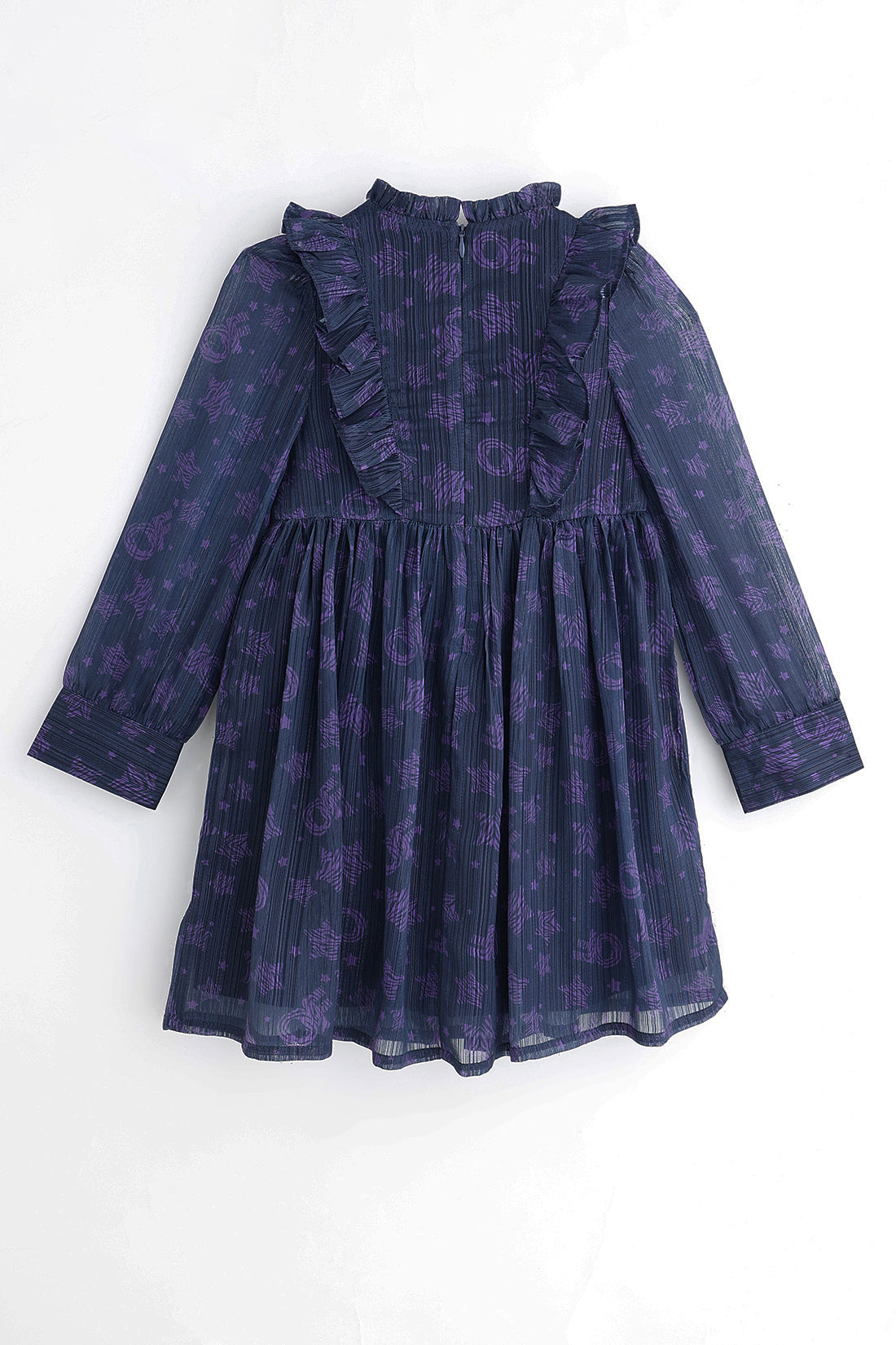 Girls Multicolour Star Print Full Sleeve Dress | One Friday