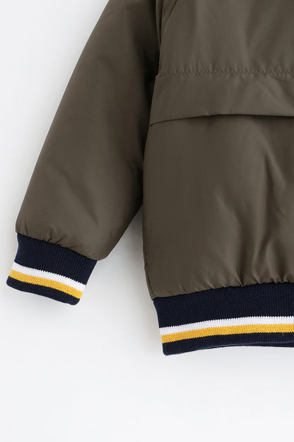 Boys Solid High Neck Polyester Zip Jacket