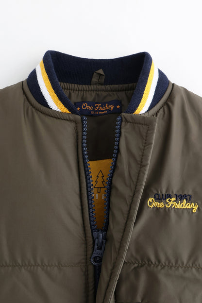 Boys Solid High Neck Polyester Zip Jacket