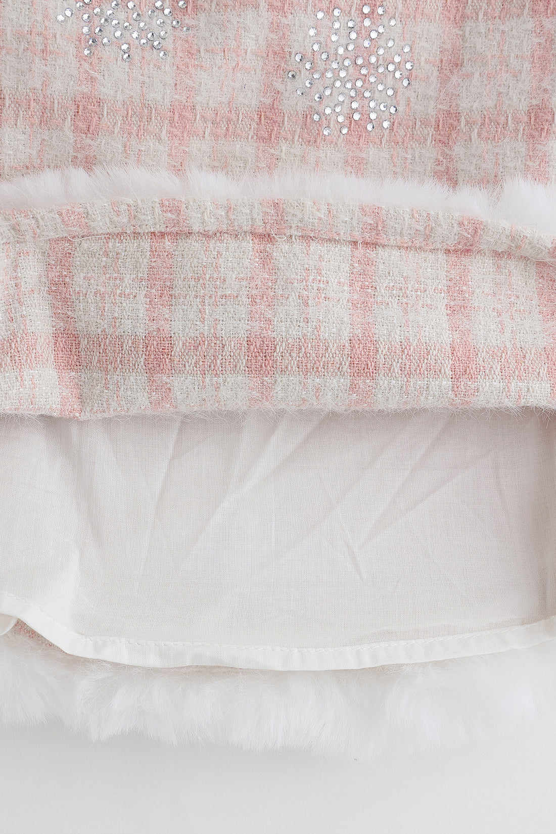 Baby Girls Pink Checked Embellished Woven Dress | One Friday