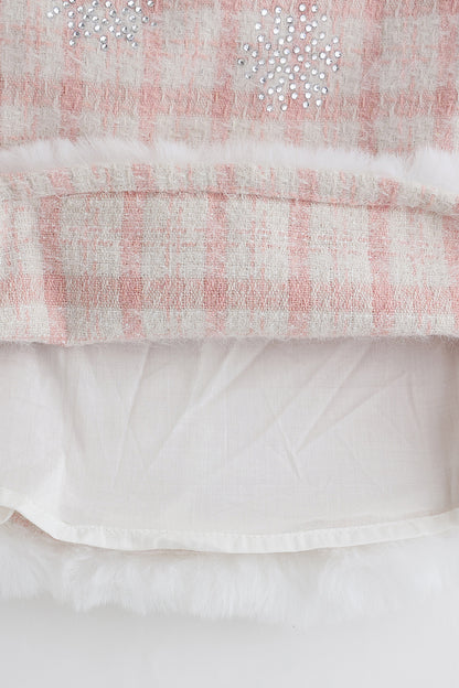 Baby Girls Pink Checked Embellished Woven Dress | One Friday