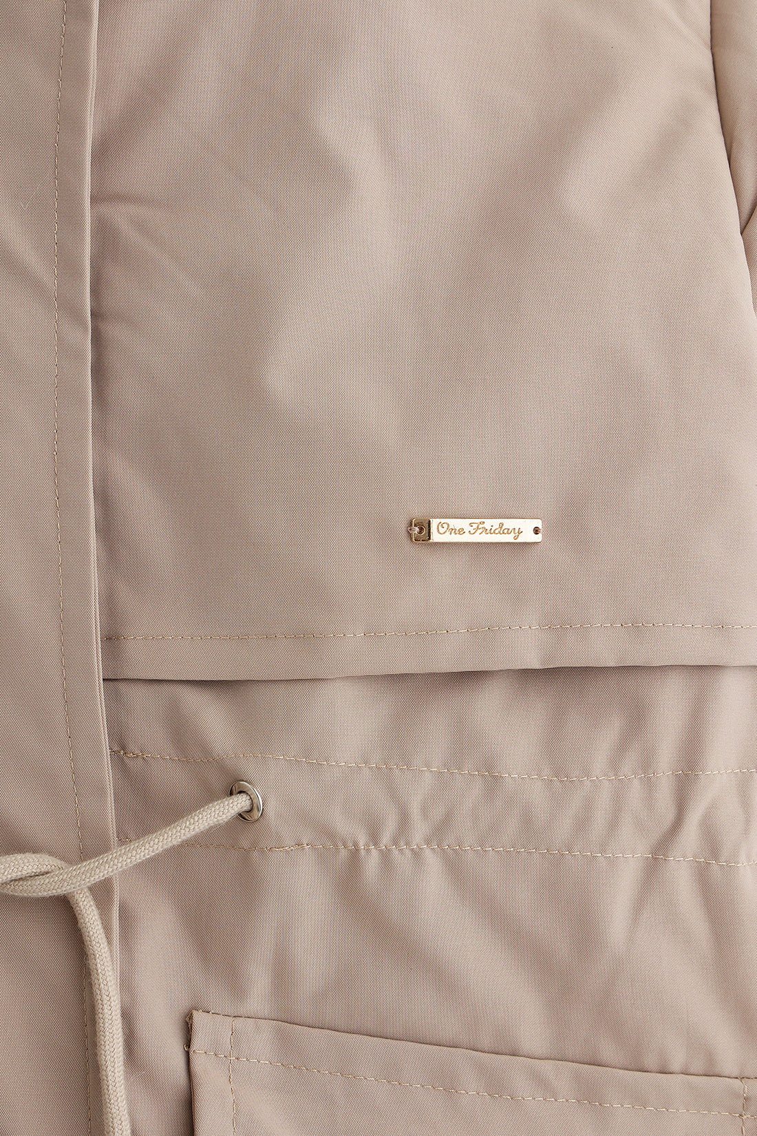 Beige Hooded Embellished Jacket Full Sleeves | One Friday