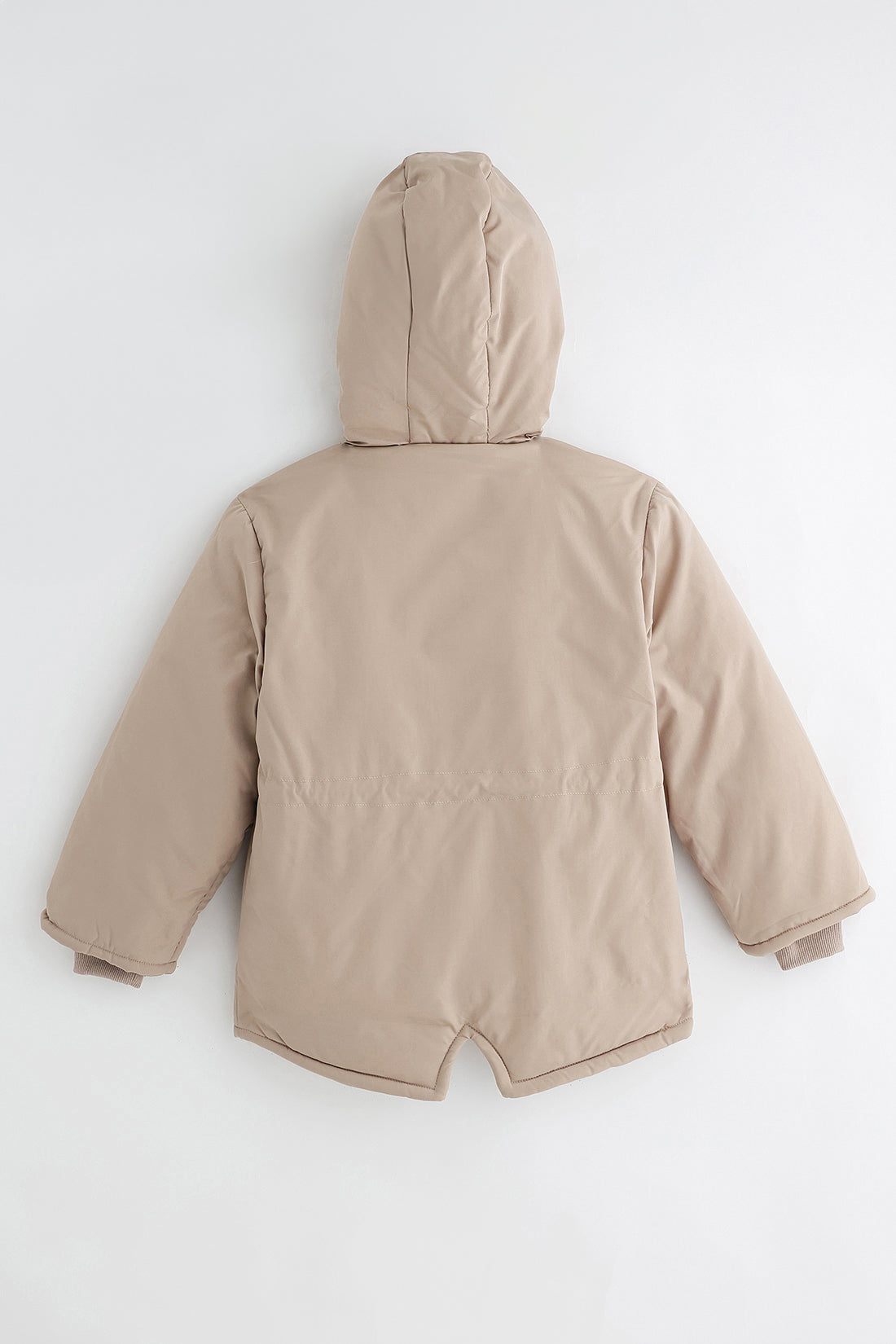 Beige Hooded Embellished Jacket Full Sleeves | One Friday