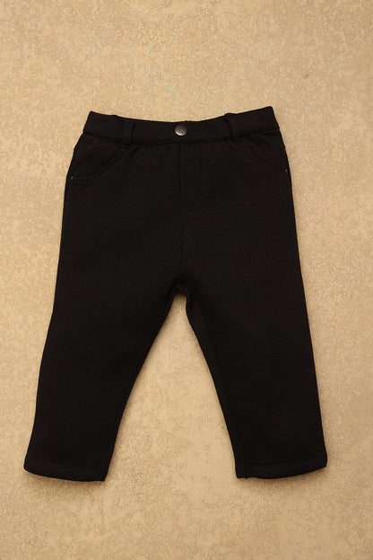 Baby Boys Black Solid Trouser