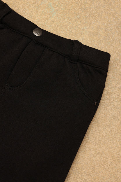 Baby Boys Black Solid Trouser