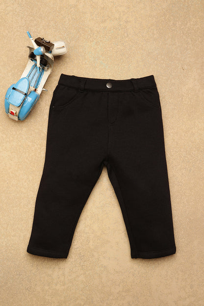Baby Boys Black Solid Trouser