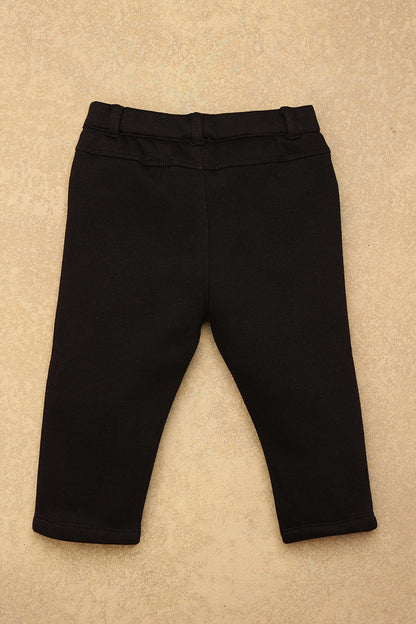 Baby Boys Black Solid Trouser