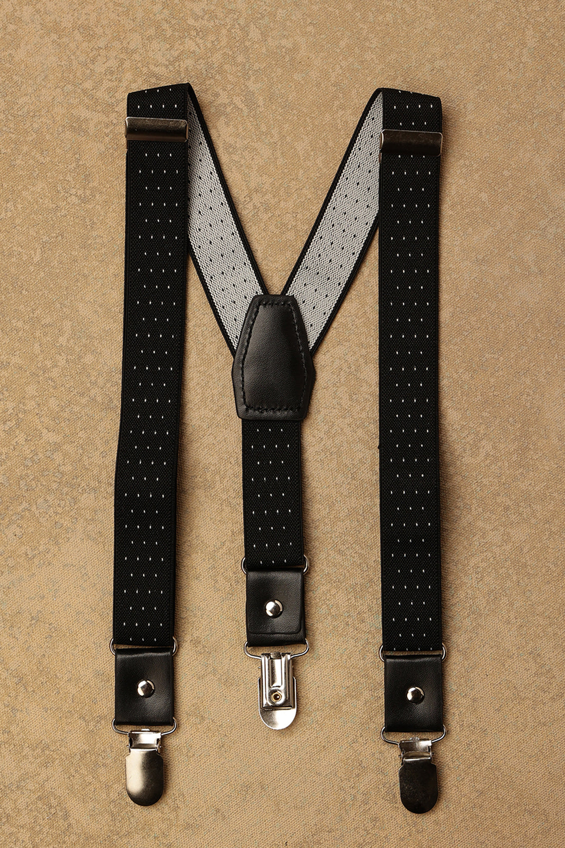 One Friday Black Elastic Polka Dot Suspender