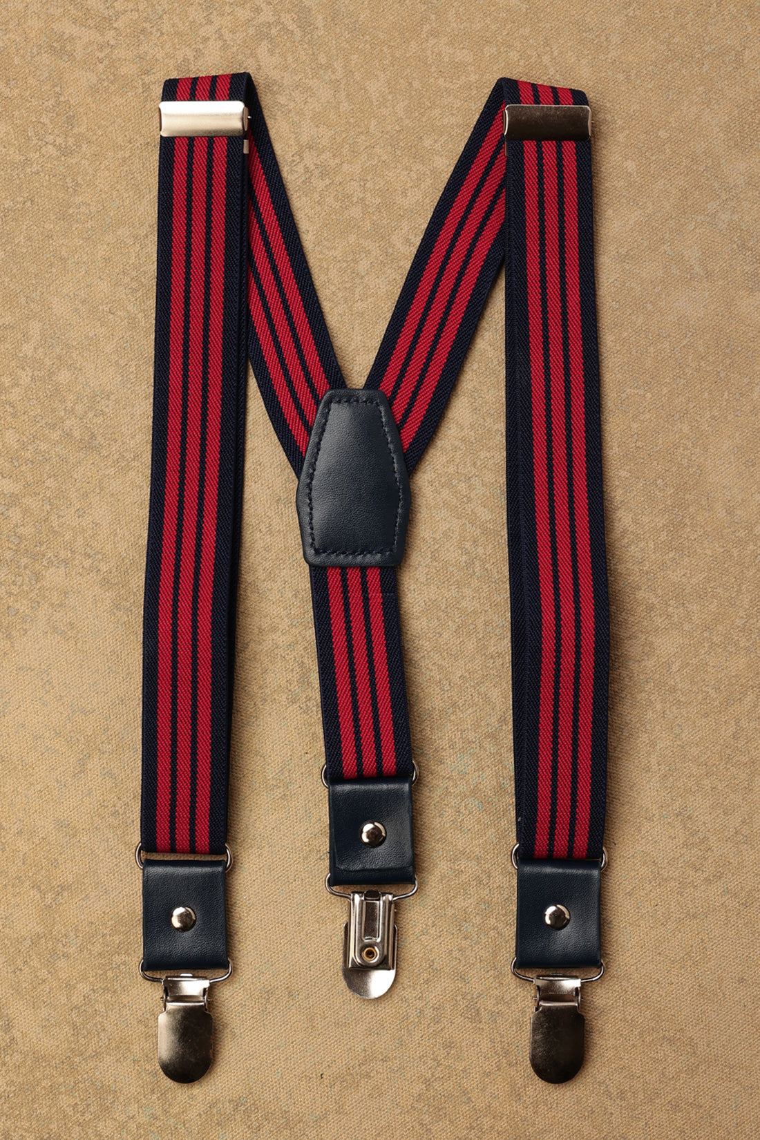 One Friday Red Elastic Stripes Suspender