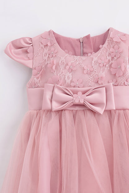 Girls Solid Cap Sleeve Zip Party Dress | One Friday