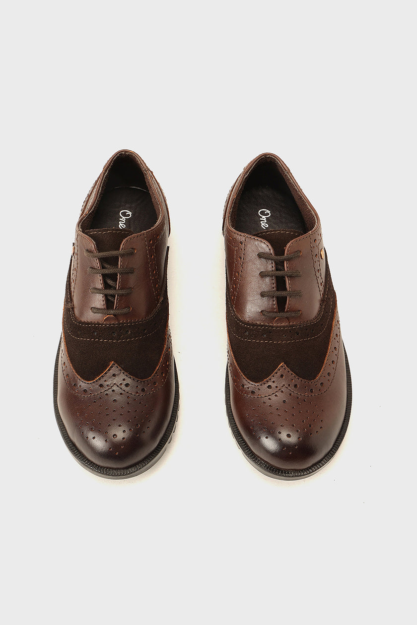Boys Brown Leather Formal Shoes Classic Comfort | One Friday