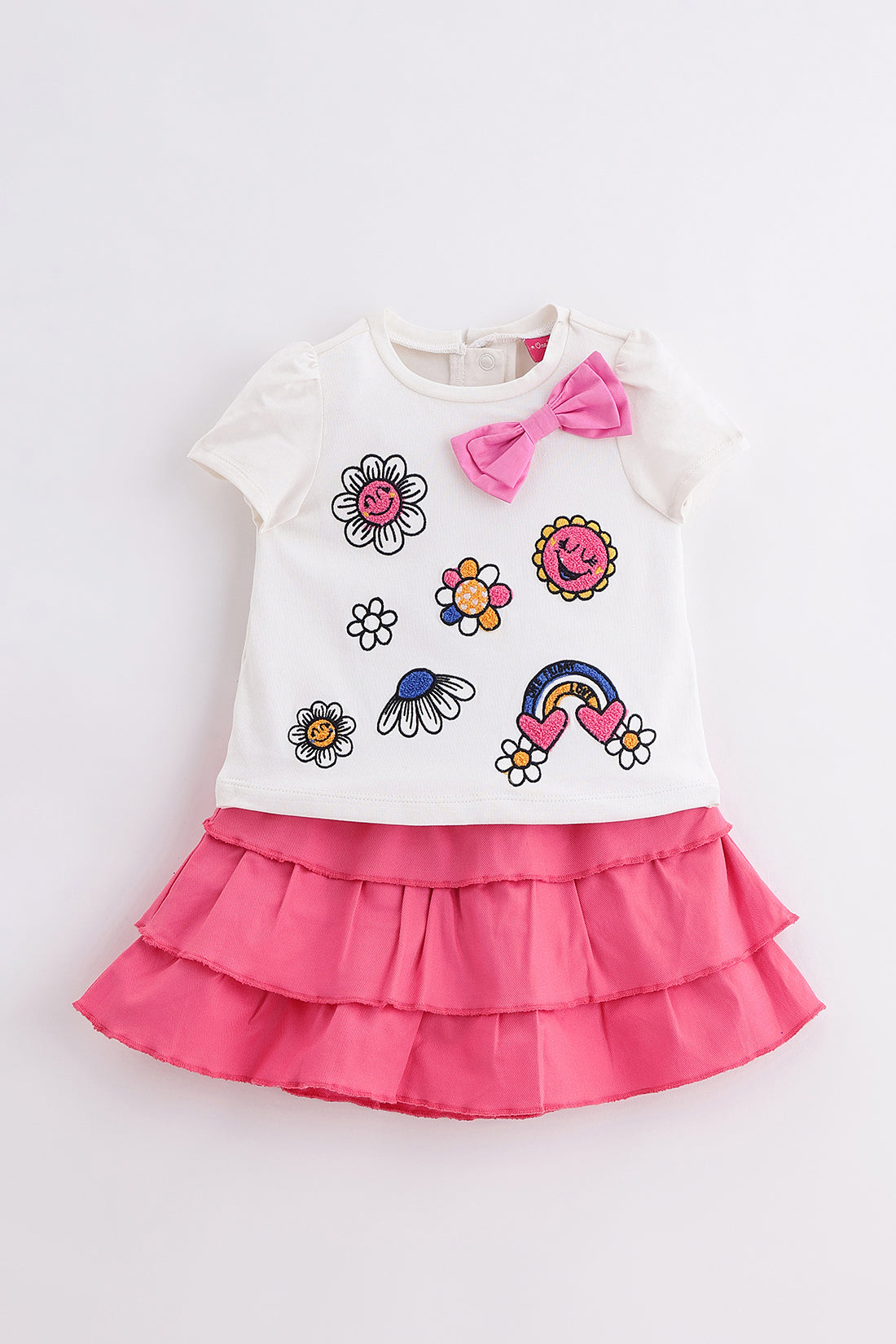 Baby Girls Multi Cotton Top & Skirt Set