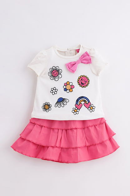 Baby Girls Multi Cotton Top & Skirt Set