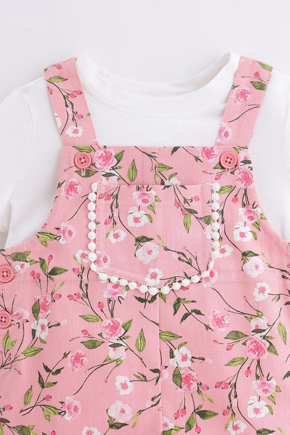 Boys Floral Print Cotton Dangri with Tee