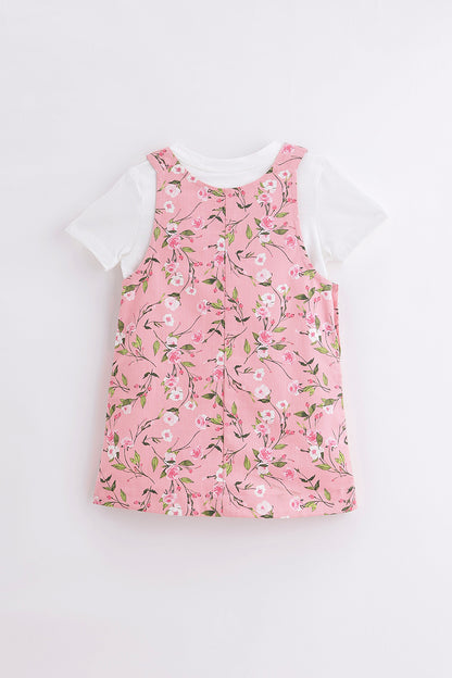 Boys Floral Print Cotton Dangri with Tee