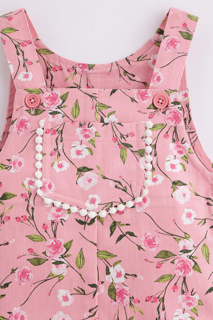 Boys Floral Print Cotton Dangri with Tee