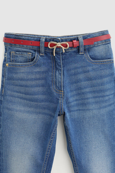 Burgundy Girls Solid Leather Belt