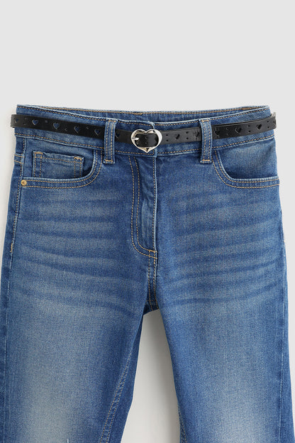 Girls Black Leather Belt for Jeans