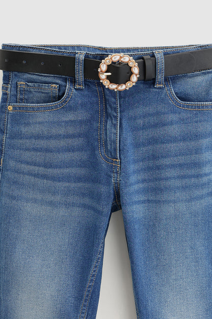 Girls Black Leather Belt