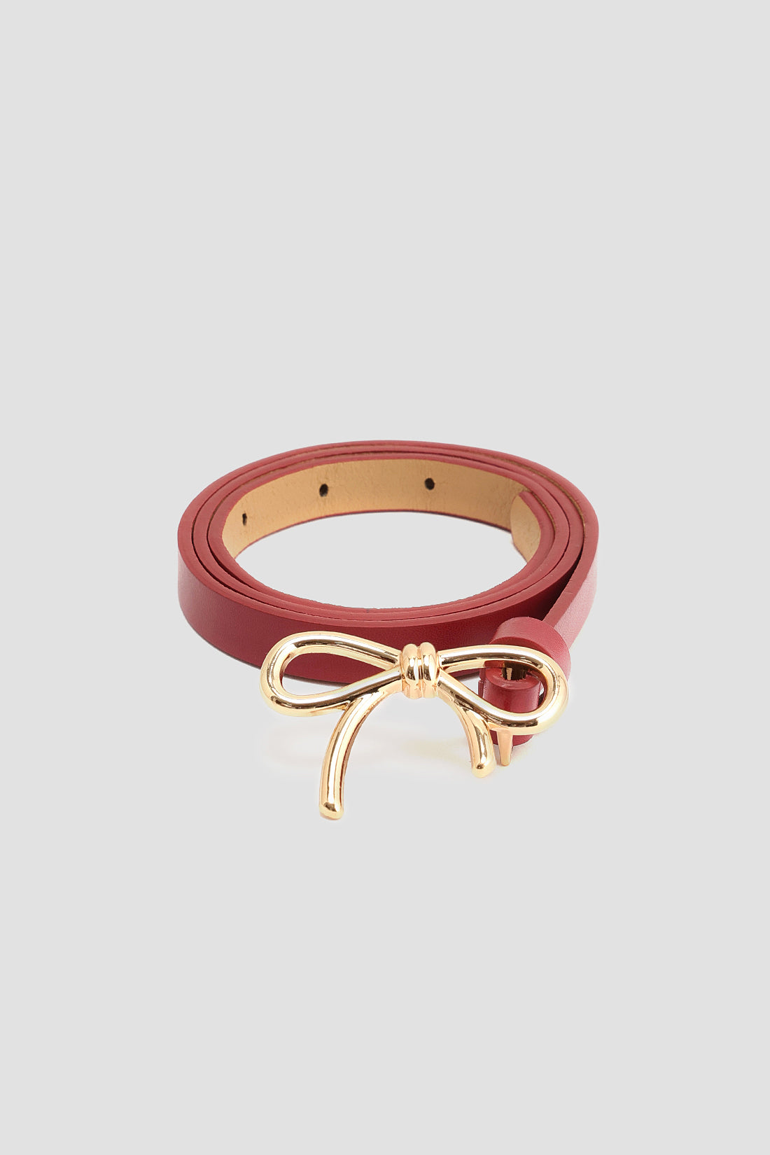 Burgundy Girls Solid Leather Belt