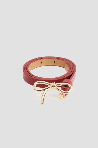 Burgundy Girls Solid Leather Belt