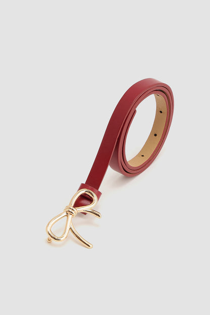 Burgundy Girls Solid Leather Belt