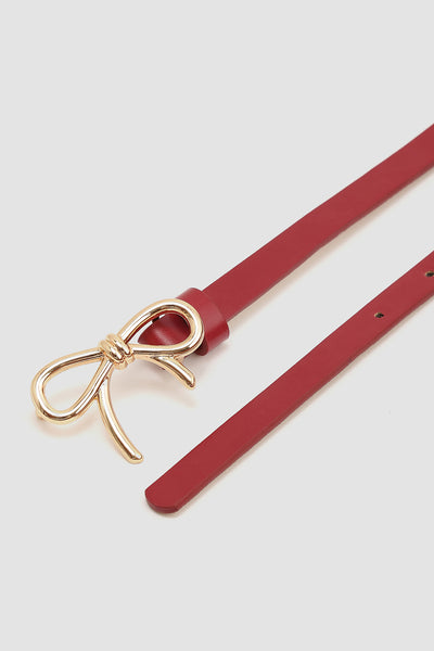 Girls Burgundy Solid Leather Belt