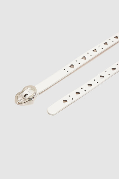 White Girls Solid Leather Belts