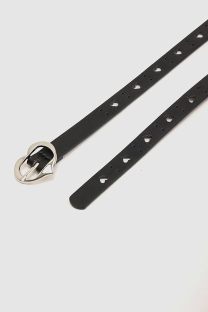 Girls Black Leather Belt for Jeans