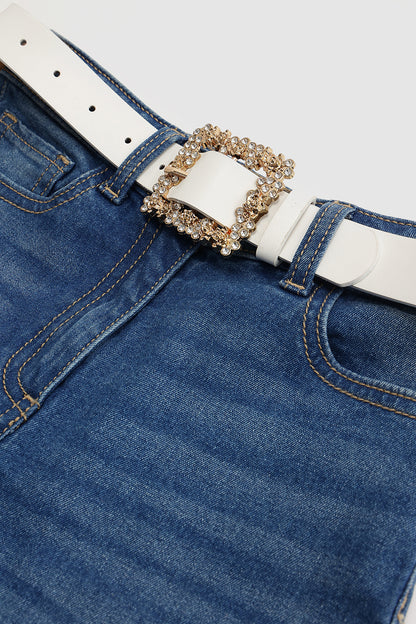 Girls White Leather Belt