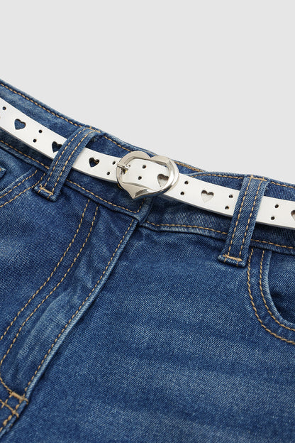 White Girls Solid Leather Belts