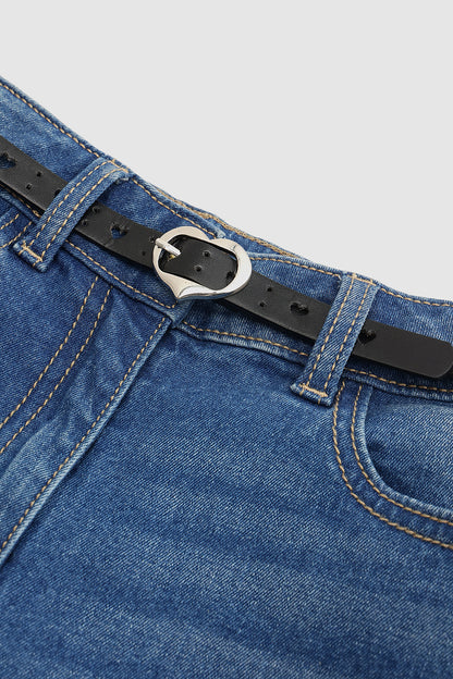 Girls Black Leather Belt for Jeans