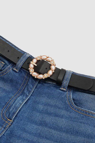 Girls Black Leather Belt