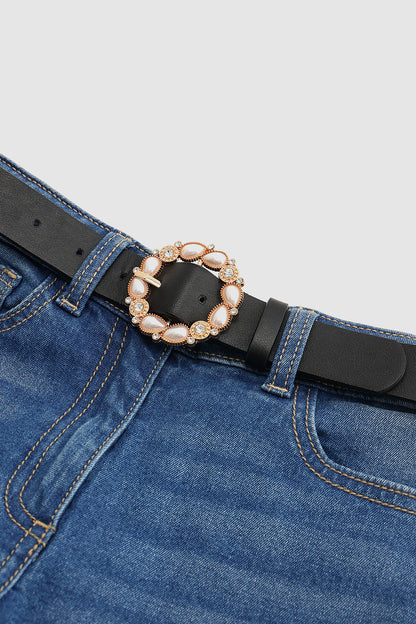 Girls Black Leather Belt