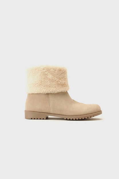 Girls Ecru Leather Boots Chic Winter Comfort | One Friday